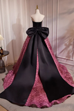 Strapless Satin And Flowers Long Prom Dress, Beautiful A-Line Evening Party Dress HZ0319