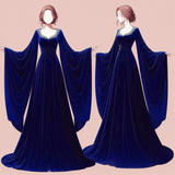 Elegant Burgundy Long Sleeves A-Line Velvet Long Formal Evening Dress, HZ0319