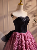 Strapless Satin And Flowers Long Prom Dress, Beautiful A-Line Evening Party Dress HZ0319