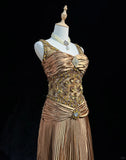 Shiny Prom Dress Spaghetti Straps Sequins Crystal Pleated Gala Dress Evening Dress Customized Dress HZ0319