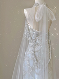 Stunning Halter A-Line Tulle Long Evening Party Dress Wedding Dress, HZ0319