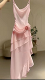 Elegant Ivory Spaghetti Straps Sheath Ruffles Vintage Long Party Dress HZ0319