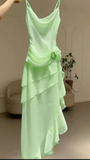 Elegant Ivory Spaghetti Straps Sheath Ruffles Vintage Long Party Dress HZ0319