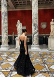 Black Spaghetti Straps A-Line Long Prom Dress Evening Gown HZ0319
