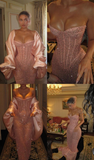 Shiny Pink Sweetheart Sequins Mermaid Long Evening Party Dress HZ0319