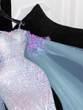 Vintage Shiny Sequined Sweetheart Spaghetti Strap Design Mermaid Prom Dress Evening Dress HZ0319