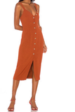 Vintage Orange Single-button V-neck Design A-line Spaghetti Strap Party Dress, HZ0319