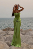 Elegant Green Sweetheart Satin Mermaid Long Formal Party Dress HZ0319