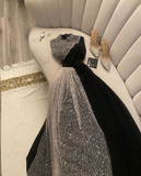 Black High Neck Sleeveless A-Line Long Formal Party Dress HZ0319