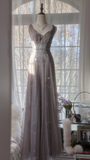 Vintage Light Purple Applique Design Romantic Chiffon Evening Dress Prom Dress HZ0319