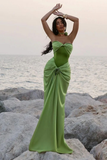 Elegant Green Sweetheart Satin Mermaid Long Formal Party Dress HZ0319