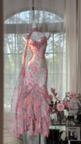 Elegant Fairy Mermaid Long Chiffon Spaghetti Strap Evening Dress Prom Dresses HZ0319