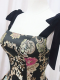 Vintage Floral Applique Spaghetti Strap Design A-line Satin Party Dress Homecoming Dress HZ0319