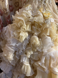 Ivory Strapless A-Line Appliques Ruffles Birthday Ball Gowns Formal Evening Gowns, HZ0319