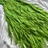 Green Spaghetti Straps Ruffles Sheath Vintage Long Party Dress HZ0319
