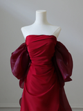 Simple Satin Burgundy Long Prom Dress, Burgundy Long Evening Dress HZ0319