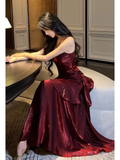 Green Spaghetti Straps A-Line Chiffon Long Evening Party Dress HZ0319