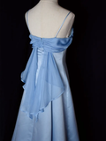 Lilac Spaghetti Straps A-Line Long Party Dress Vintage Evening Gown HZ0319