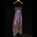 Vintage Spaghetti Straps Ruffles Sheath Long Prom Dress HZ0319