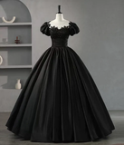 BlackA-Line Appliques Formal Party Dress Ball Gown with Beading HZ0319