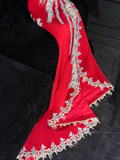Gorgeous Shiny Red Beaded Sequined Embroidery Design Mermaid Prom Dress Evening Dress HZ0319