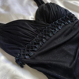 Dark Blue Straps Chiffon Vintage Long Party Dress Prom Gown HZ0319