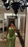 Elegant Green Sweetheart Satin Mermaid Long Formal Party Dress HZ0319