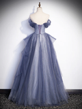 Charming Tulle Appliques A-Line Off Shoulder Formal Prom Dress HZ0319