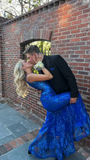 Royal Blue Spaghetti Straps Mermaid Lace Long Formal Party Dress HZ0319