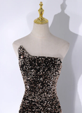 Shiny Black Strapless Sequins Tulle Mermaid Long Party Dress HZ0319
