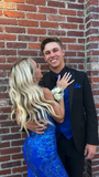 Royal Blue Spaghetti Straps Mermaid Lace Long Formal Party Dress HZ0319