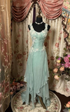 Tiffany Blue Straps A-Line Chiffon Appliques Party Dress Vintage Evening Dress, HZ0319