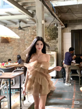 Retro Champagne 3D Flower Design Tulle Design A-line Short Party Dress Homecoming Dresses HZ0319