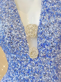 Blue V Neck Halter Sequins Sheath Long Party Dress Birthday Outfits HZ0319