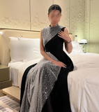 Black High Neck Sleeveless A-Line Long Formal Party Dress HZ0319