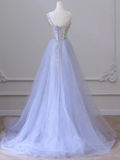 Lilac Straps Sequins Mermaid Long Formal Party Dress with Train HZ0319