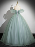 Cute Tulle Lace A-Line Off Shoulder Evening Gown Formal Party Dress HZ0319