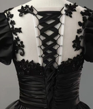 BlackA-Line Appliques Formal Party Dress Ball Gown with Beading HZ0319