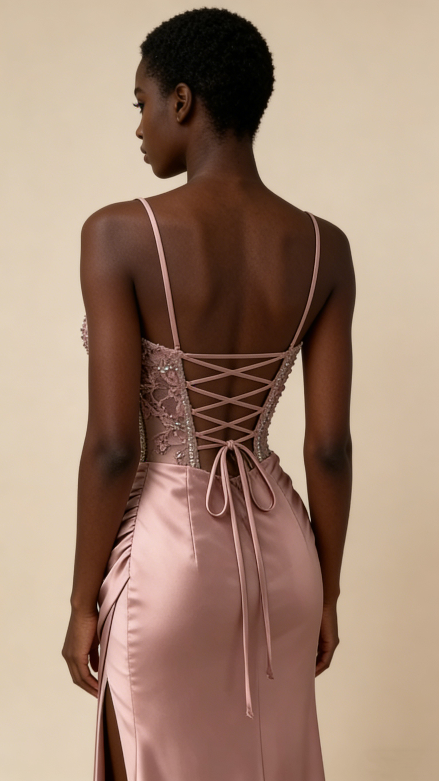 Charming Prom Dress Pink Spaghetti Straps Beaded Satin Long Evening Party Dress Birthday Outfits, HZ0319