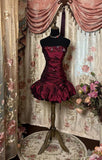 Wine Red Strapless Sheath Satin Vintage Cocktail Dress Mini Party Dress, HZ0319