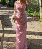 Lovely Pink Strapless Sheath Graduation Dress Long Party Dress, HZ0319