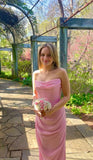 Lovely Pink Strapless Sheath Graduation Dress Long Party Dress, HZ0319