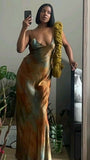 Spaghetti Straps Sheath Satin Fashion Ombre Dress Long Party Dress, HZ0319