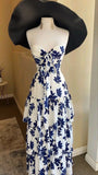 Sweetheart A-Line Printed Fashion Vacation Dress Long Party Dress, HZ0319