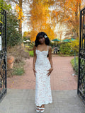 White Straps Sheath Lace Long Party Dress Birthday Outfits, HZ0319