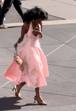 Pink Halter A-Line Satin Long Party Dress Birthday Outfits, HZ0319