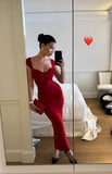 Sexy Red Straps Mermaid Long Evening Party Dress, HZ0319