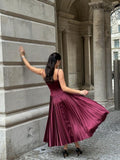 Elegant A-Line Straps Satin Long Party Dress Wedding Guest Dress, HZ0319