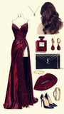 Wine Red Spaghetti Straps Sheath Long Formal Party Dress, HZ0319