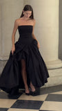 Black Strapless A-Line Long Prom Dress Evening Gown, HZ0319